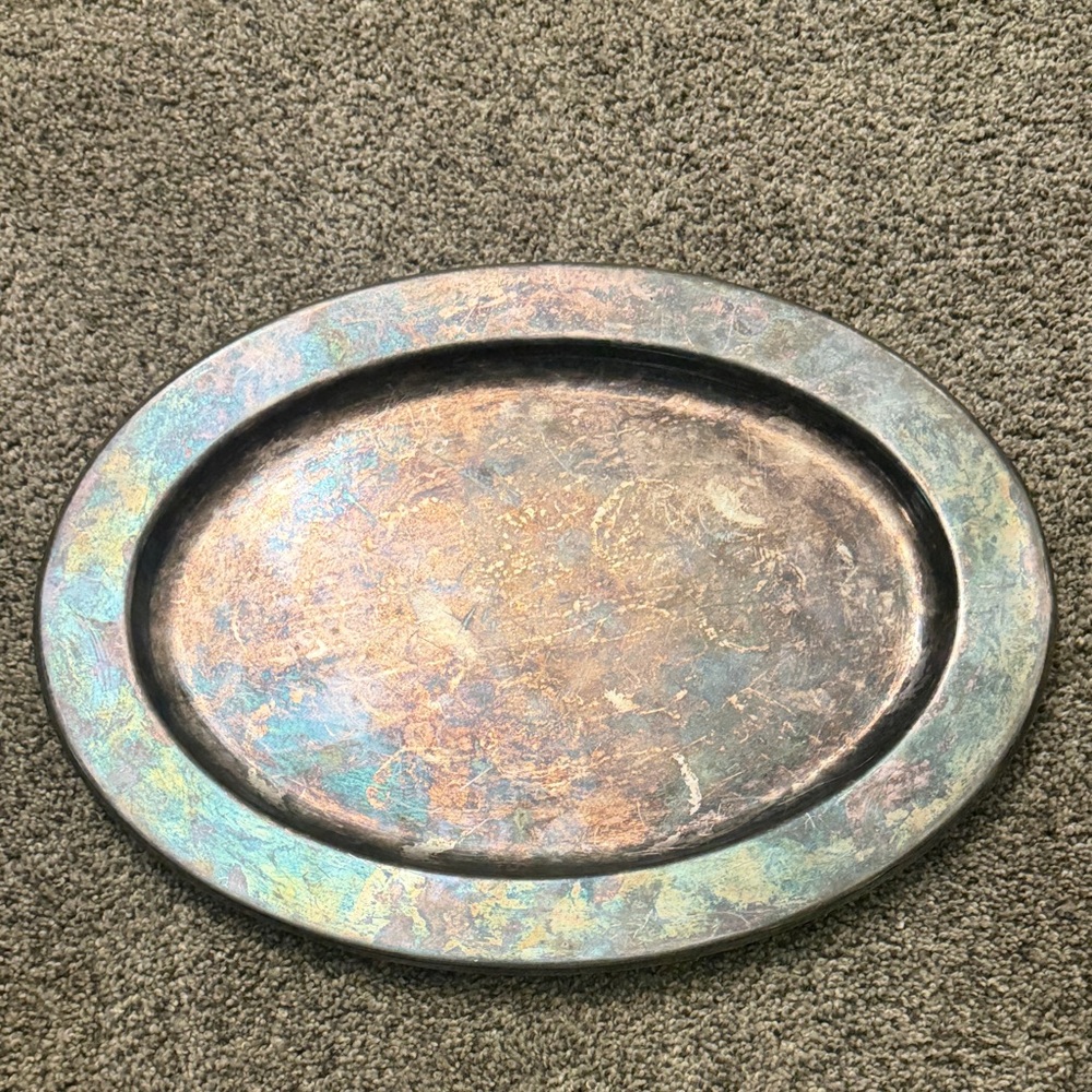 U S N Vintage Silver Oval Tray 18 inch